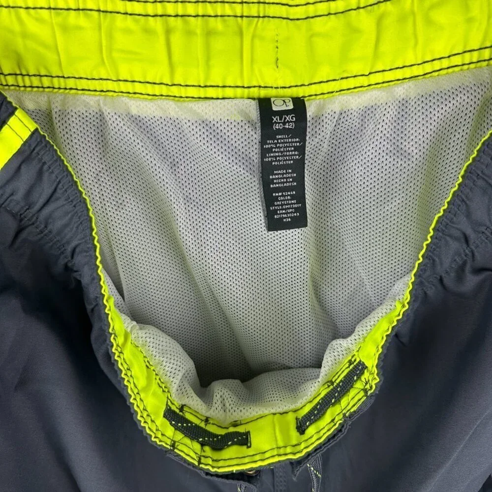 OCEAN PACIFIC OP LINED SWIM TRUNKS SHORTS MEN'S SIZE XL 40-42 GRAY GREEN NEON